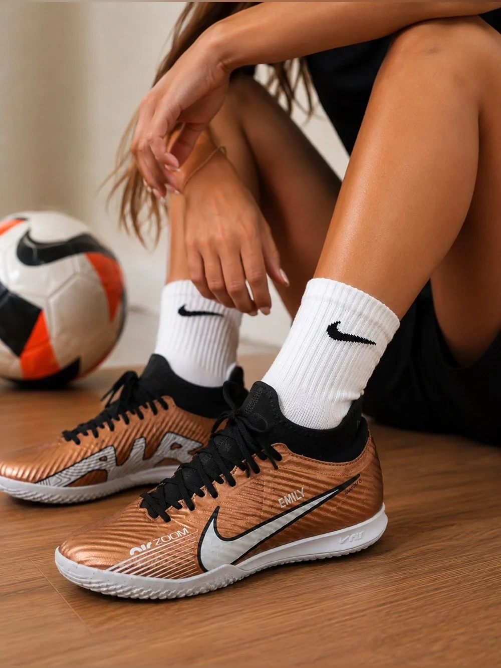 Nike Air Zoom Copper and Black Indoor Soccer Shoes - Picture 1 of 12